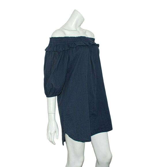 MISA Los Angeles Off Shoulder Mini Dress Blue Cotton size Medium - Picture 4 of 8